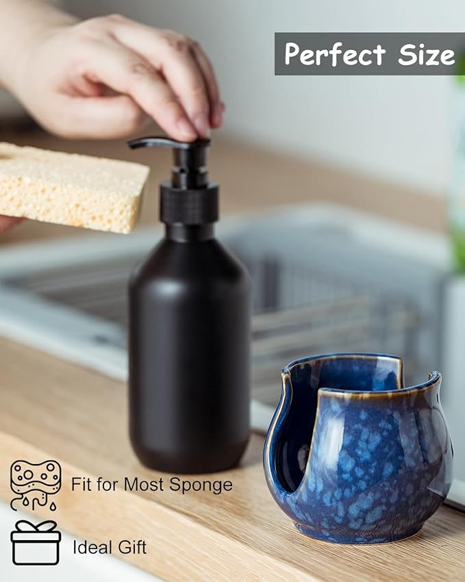 Ceramic Sponge Holder, Kitchen Sink Scrubby Caddy Organizer Dish Sponge Dish - Image 5