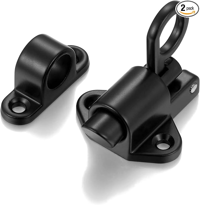 2 Packs Self-Closing Latches，Black Spring Door Lock，Resilient Bolt Latch by INIRET