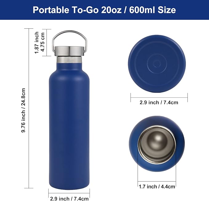 Neihepal 20 oz Insulated Water Bottles Bulk 8 Pack, Stainless Steel Double Wall - Image 5