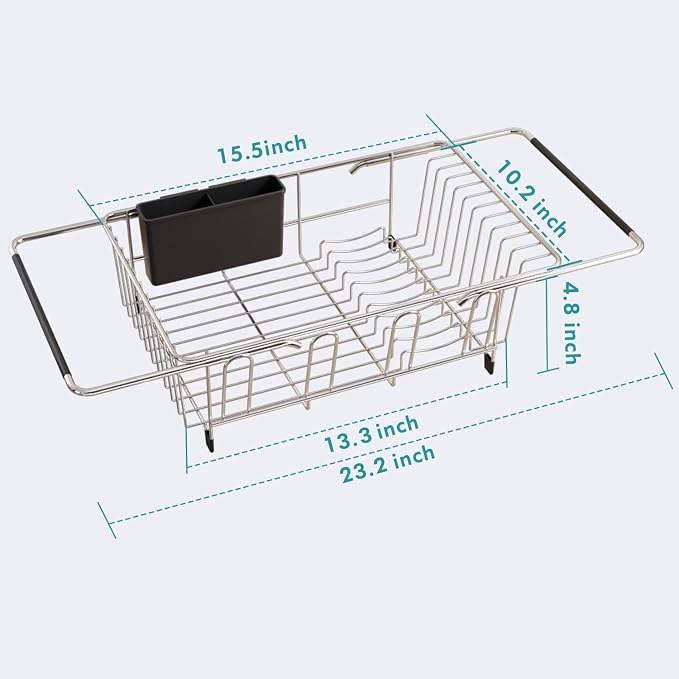 JASIWAY Dish Drying Rack in Sink, Expandable Stainless Steel Dish Drainers - Image 6
