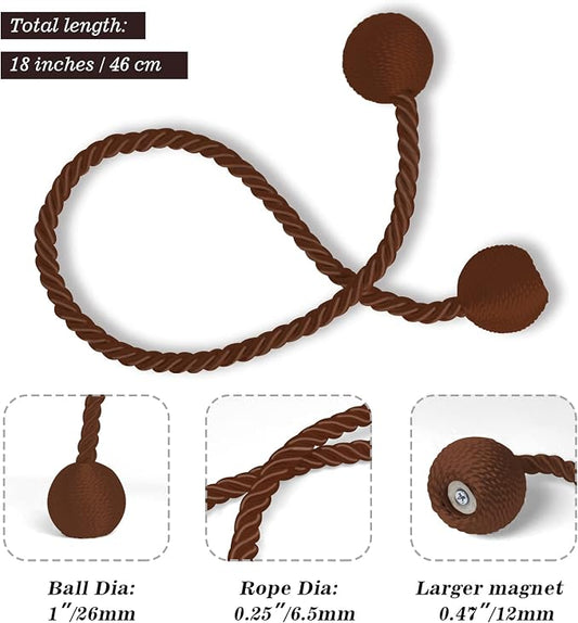 Hion Magnetic Curtain Tiebacks Dark Brown 2pcs, Curtain Tiebacks Buckles - Image 2