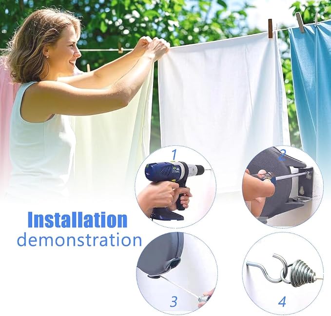 Retractable Clothesline Used to Outdoor，39 feet PVC Line Retracting，Including - Image 2