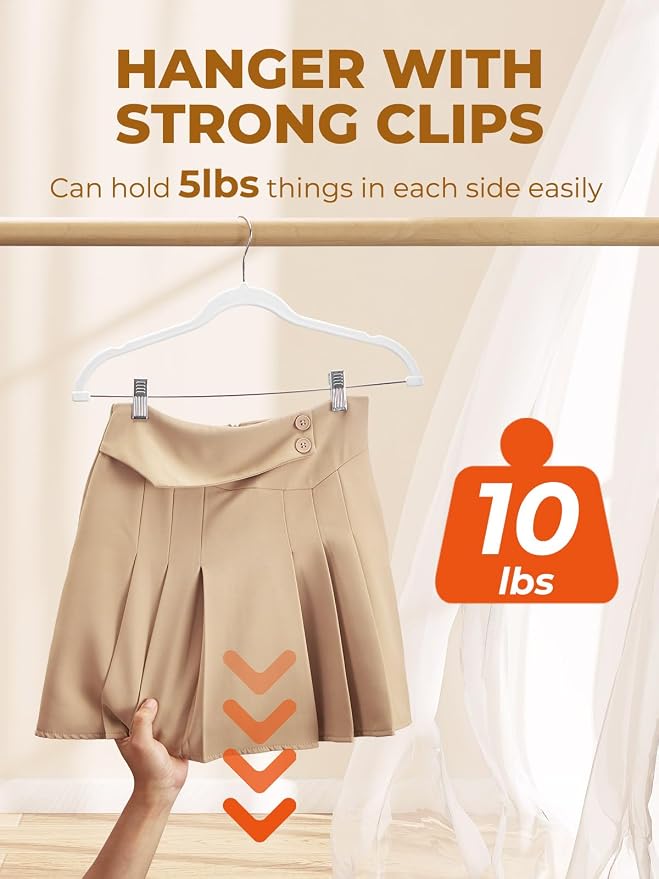 HOUSE DAY Velvet Skirt Hangers 24 Pack, Space Saving Slim Pant Hangers - Image 3