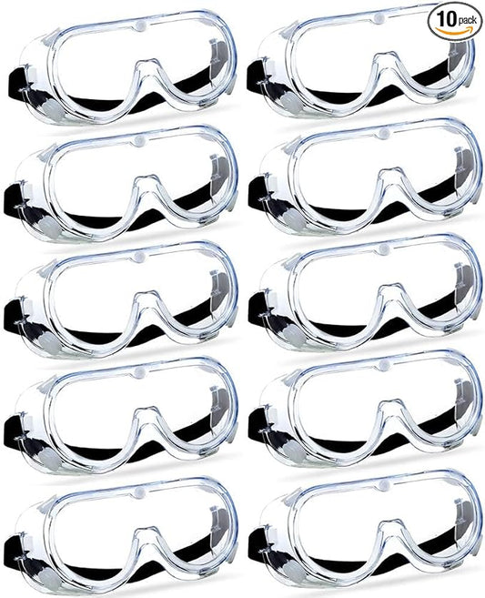 Super More 10PCS Anti-Fog Protective Safety Goggles Clear Lens Wide-Vision by SuperMore