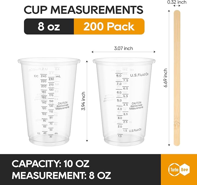Plastic Measuring Cups 8OZ, 200 PACK Disposable Mixing Cups - Image 3