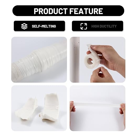 Self Fusing Silicone Tape 4 Rolls 1 in x 10' White Waterproof Rescue Tape - Image 4