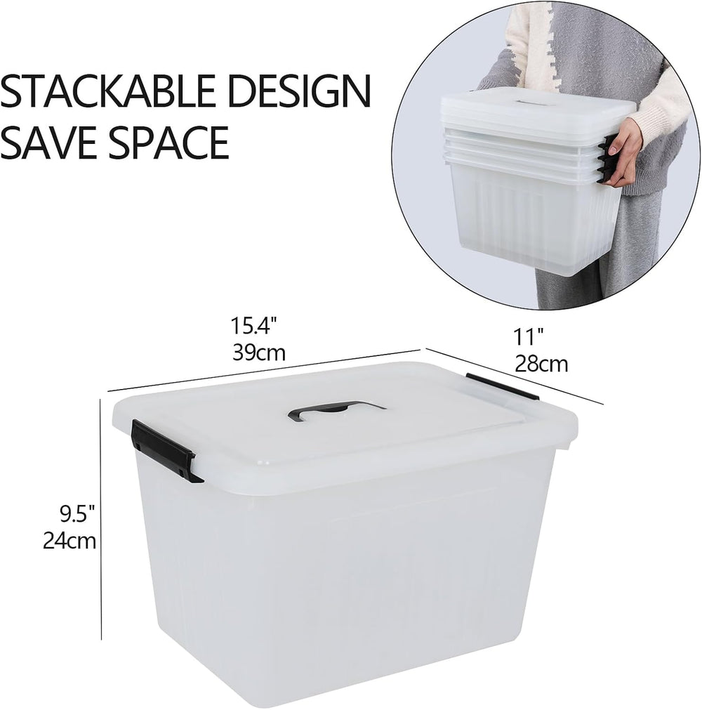 Xyskin 18 Qt Plastic Storage Bins with Lid, 4-Pack Storage Box Stackable