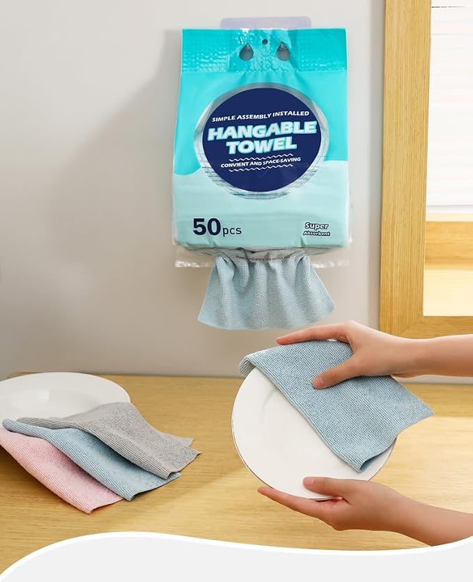 Microfiber Cleaning Cloths 100 Pack Microfiber Towels Hanging Bags 8.7x8.7 in - Image 9