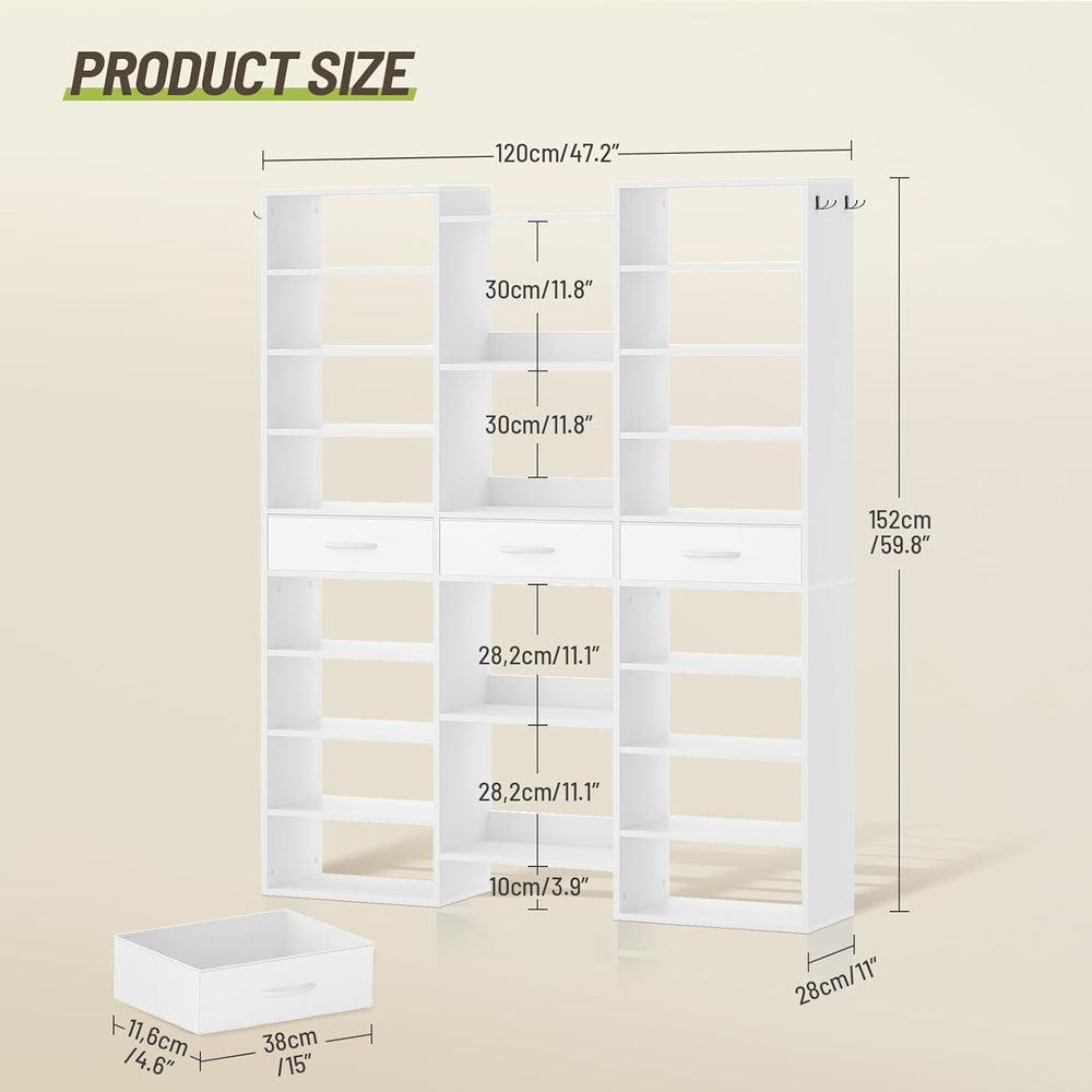 Tall Shoe Rack Set of 2, 9 Tiers Large Shoe Cabinet with Fabric Drawers, Hold...