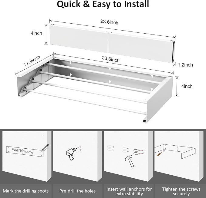 Laundry Drying Rack, Collapsible Wall Mounted Clothes Drying Rack - Image 2