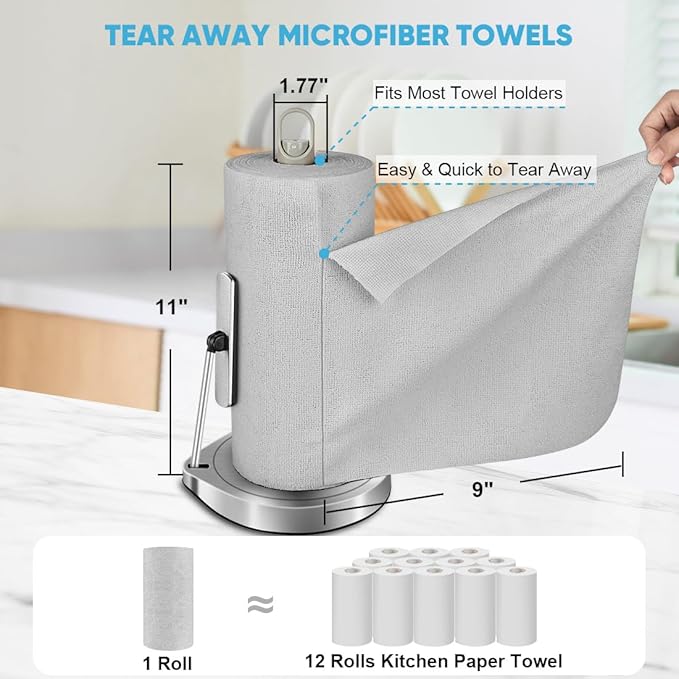 AIDEA Microfiber Cleaning Cloth Roll, Shop Towels 55 Sheets, Washable Shop Rags - Image 2