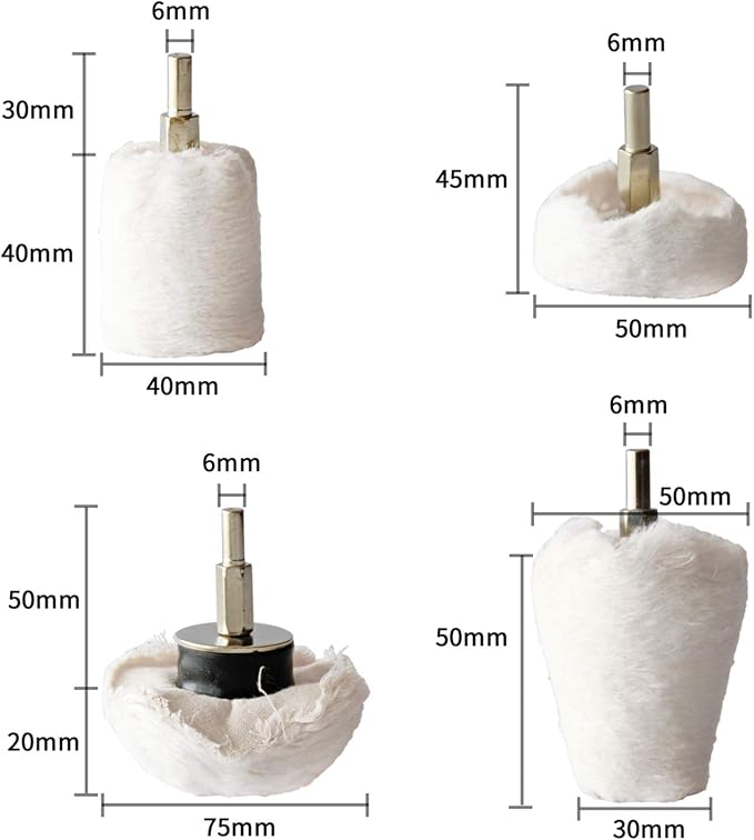 Polishing Pad Buffing Wheel Kit White Flannelette 12 Pack, - Image 2