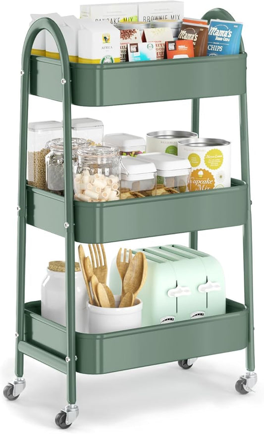 EAGMAK 3 Tier Utility Rolling Cart, Metal Storage Cart by Eagmak