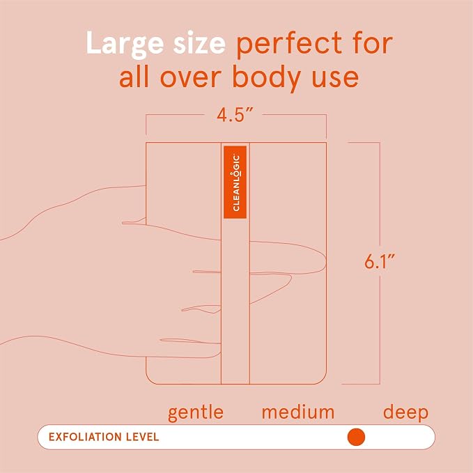 Cleanlogic Bath and Body Exfoliating Body Scrubber, Large Exfoliator Tool - Image 3