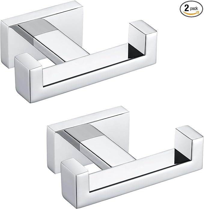 Angle Simple Double Towel Hooks, SUS 304 Stainless Steel Robe Coat Wall Hooks by AngleSimple
