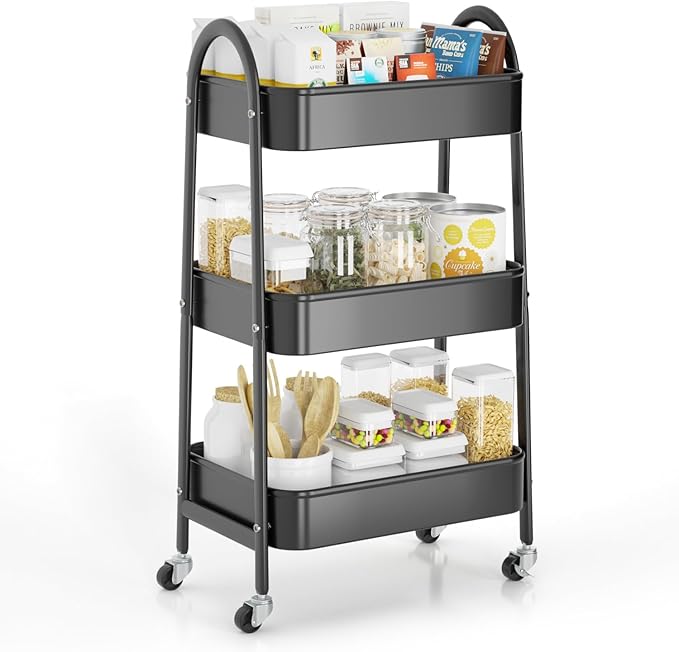 EAGMAK 3 Tier Rolling Cart, Large Metal Storage Cart by Eagmak