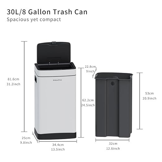 8Gallon/30L Brushed Stainless Steel Kitchen Trash Can - Image 6