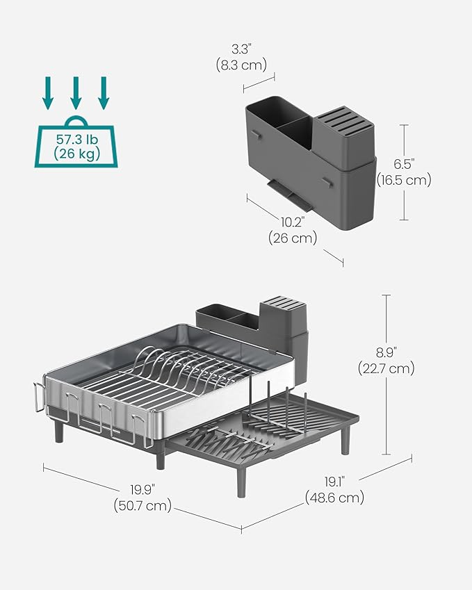 SONGMICS Large Dish Drying Rack, Expandable Dish Dryer - Image 4