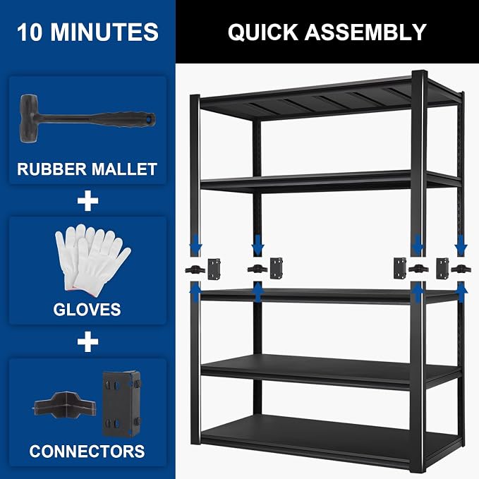 BILT HARD 5-Tier 48" W x 24" D x 72" H Garage Shelving, 3500 lbs Industrial - Image 8