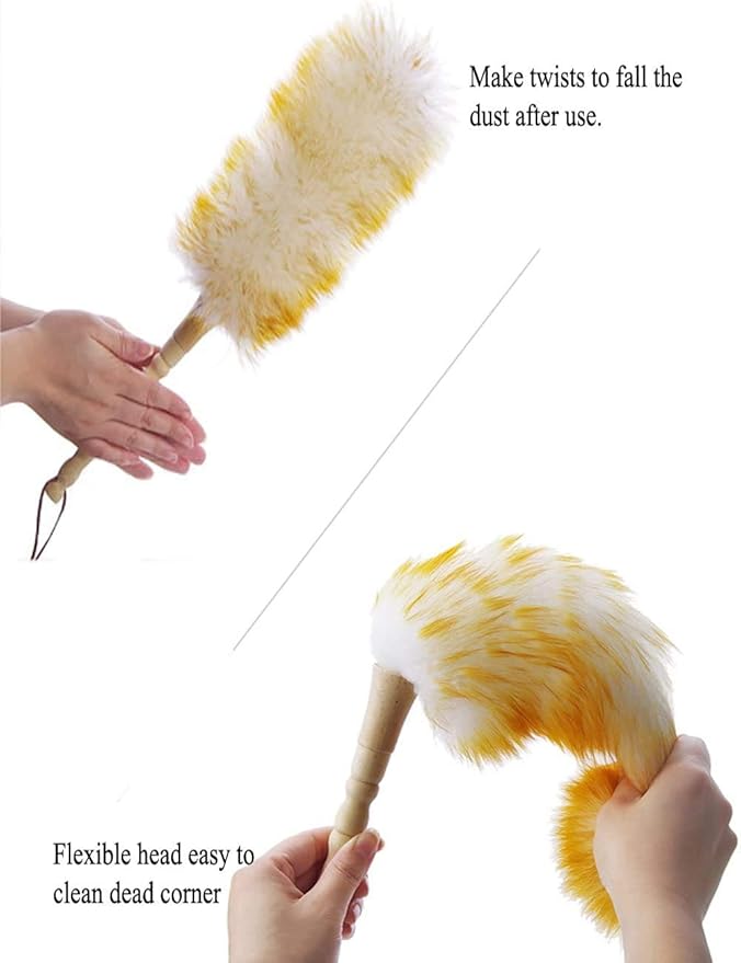 J&A Lambswool Dusters with Solid Wooden Handle, Flexible Head, Anti-Static - Image 2