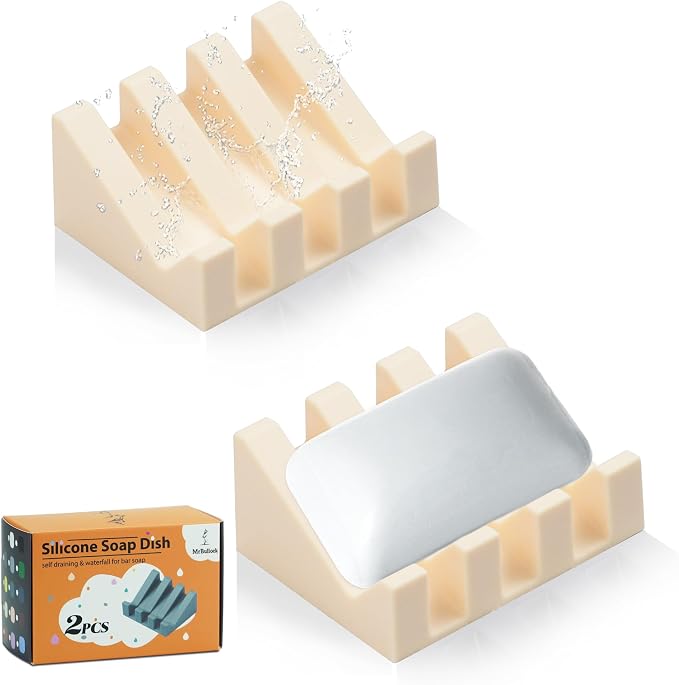 Silicone Soap Dish for Bar Soap Holder for Shower Bathroom Self Draining by MrBulloc