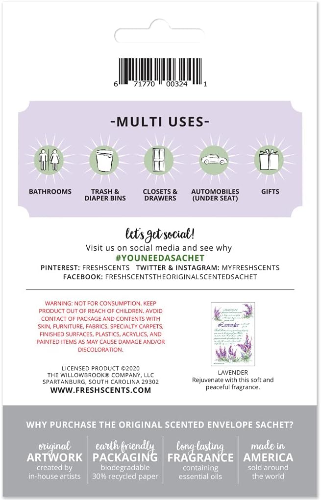 WillowBrook | Fresh Scents Scented Sachet Packet | Lavender | Air Freshener Bags - Image 4