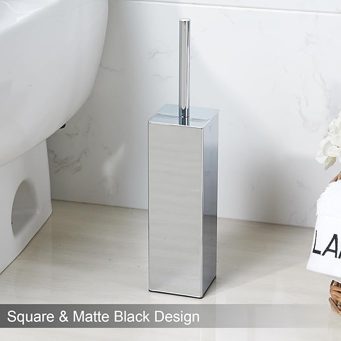 Chrome Square Stainless Steel Toilet Brush - Image 2
