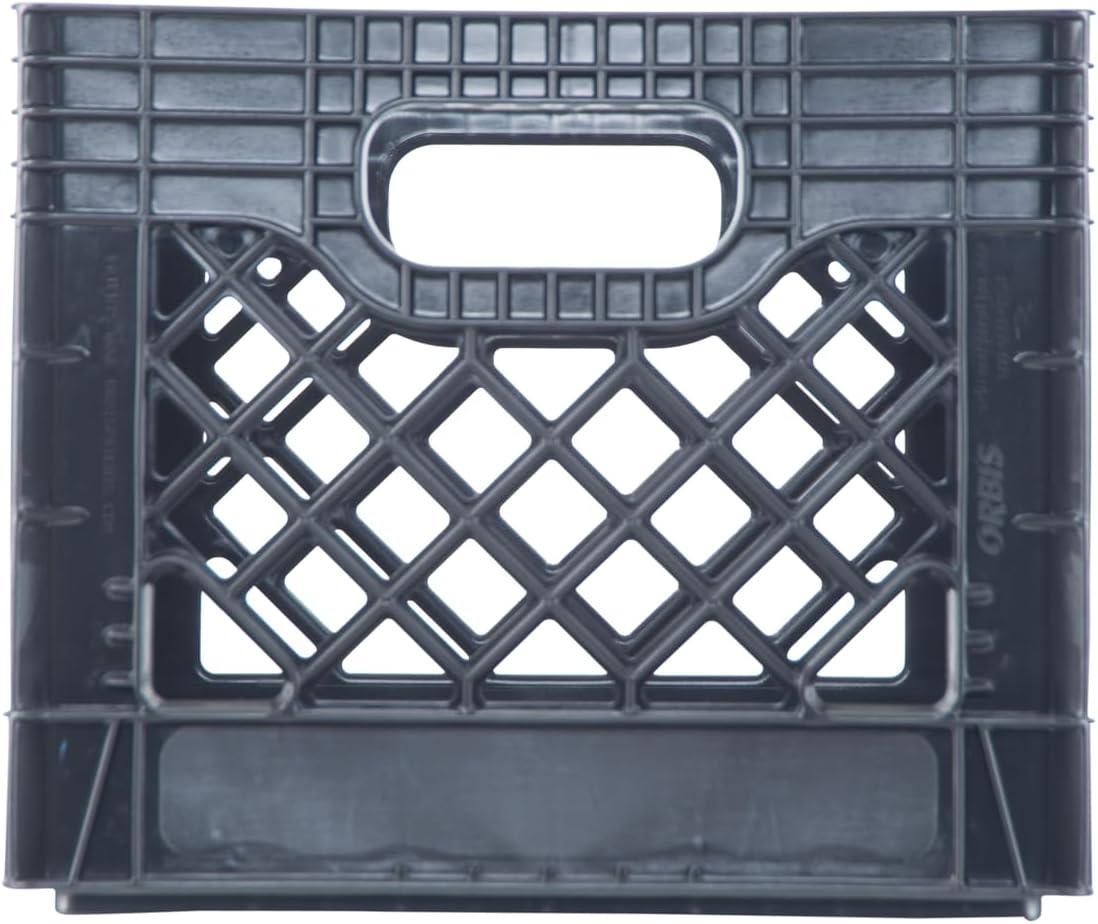 Hudson Exchange 13 x 13 x 11" (16 Quart, 4 Pack) Mesh Commercial Grade Milk Crate Handled Storage Container Tote, Black