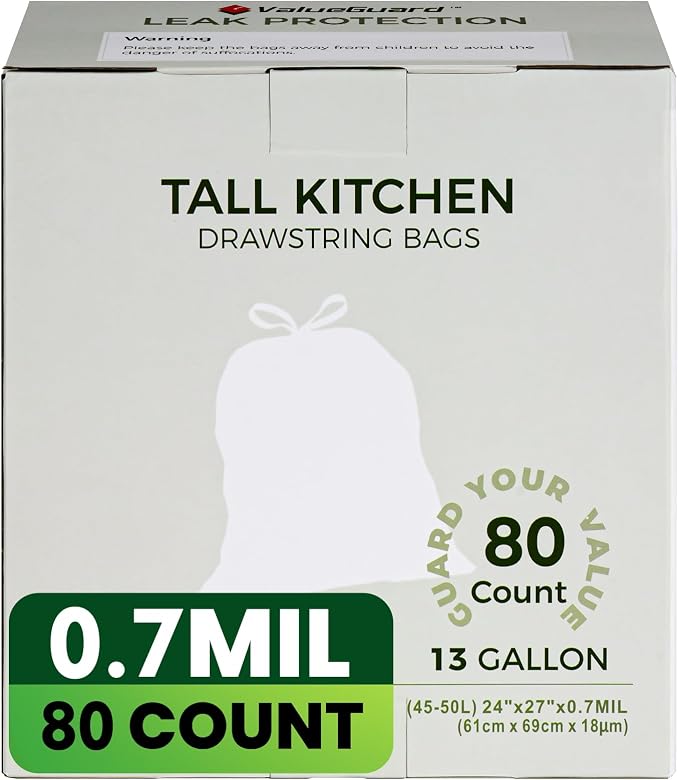 Large Trash Bag 13 Gallon Tall Drawstring 100% Post-Consumer Recycled Garbage - Image 2