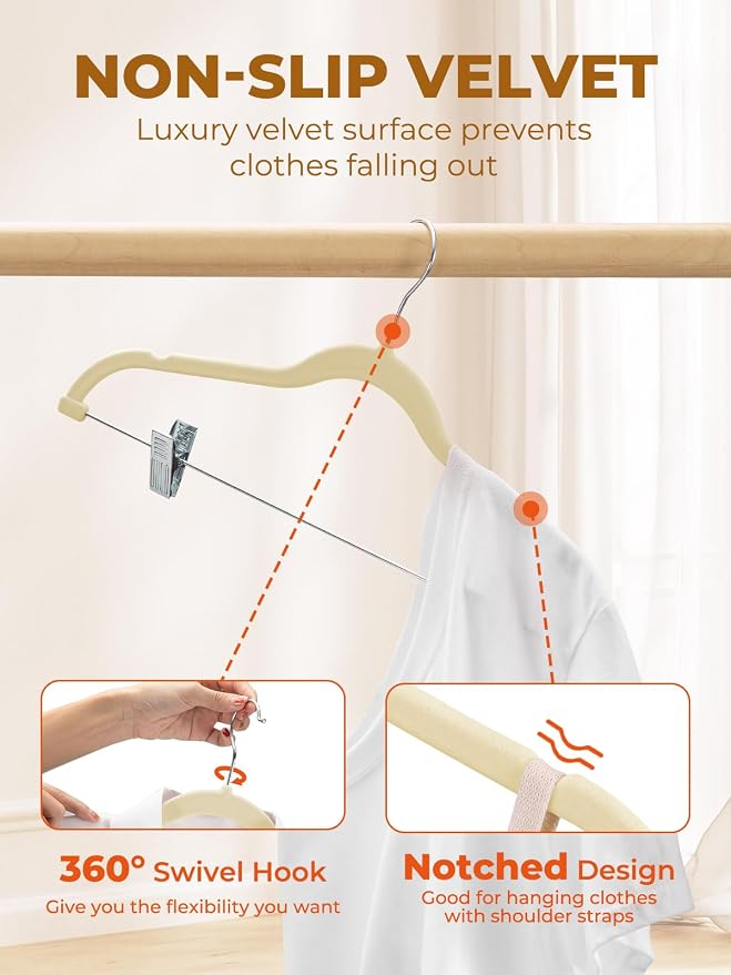 HOUSE DAY Velvet Skirt Hangers 36 Pack, Space Saving Slim Shorts Hanger - Image 7