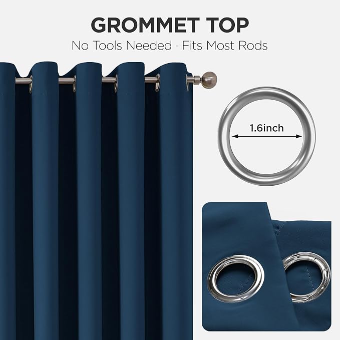 Joydeco Blackout Patio Sliding Door Curtains 84 Inches Long, Grommet Privacy - Image 7