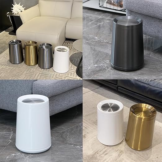 8L / 2.1Gal Gold Brushed Stainless Steel Trash Can - Image 2