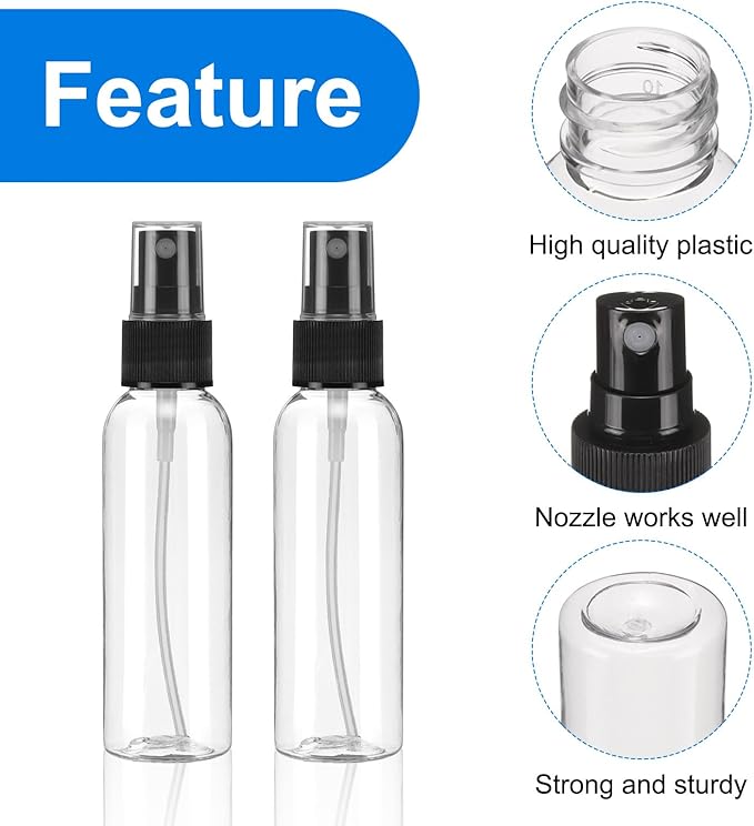 uxcell 100Pack Spray Bottles, 2Oz/60ML Clear Empty Mist Plastic Mini Travel - Image 3
