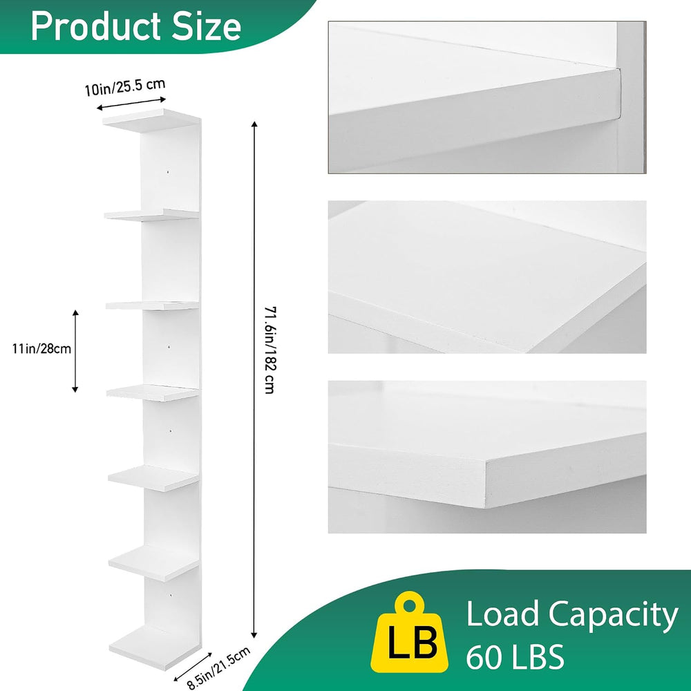 7 Tier Wall Shelf Unit,Vertical Column Floating Storage Home Decor Organizer,...