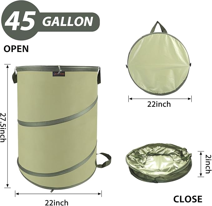 YUDI & GARDEN 45 Gallon Collapsible Garden Bag｜Collapsible Trash Can｜Camping - Image 3