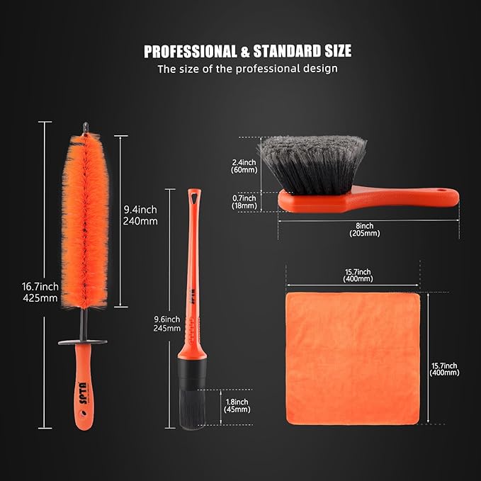 SPTA 8Pcs Wheel & Tire Brush Car Detailing kit, Easy Reach Wheel and Rim Brush - Image 2