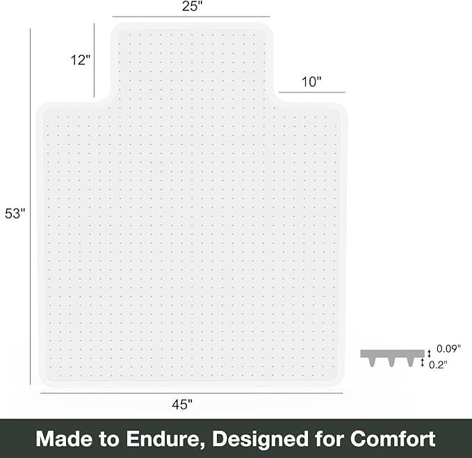 Chair Mat for Carpet, Beveled Edge Vinyl Mat - Image 2