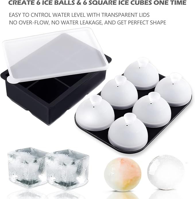 HONYAO Whiskey Cocktail Ice Mold, Easy Fill and Release Silicone Round Ice Ball - Image 8