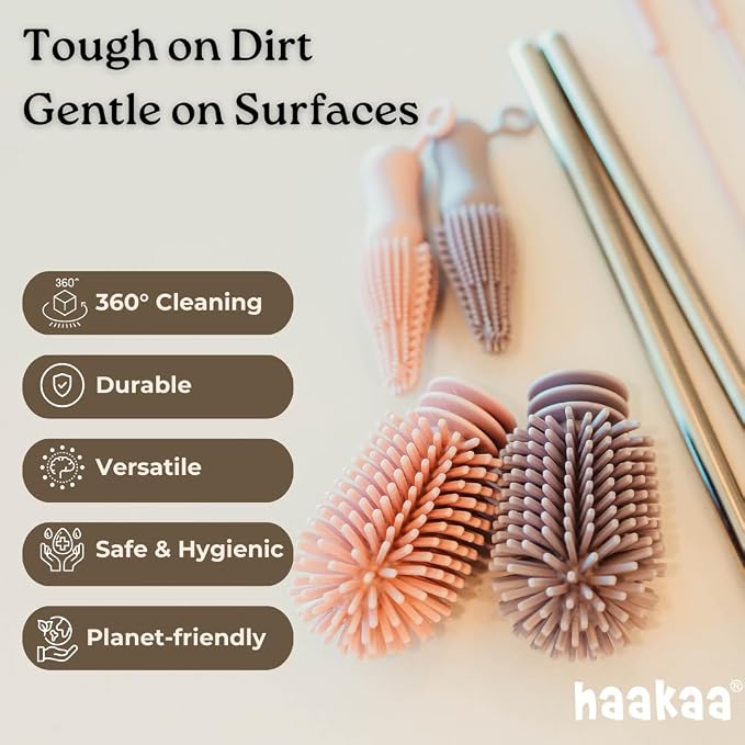 Haakaa Silicone Cleaning Brush Kit – Household Cleaning Brushes - Image 2
