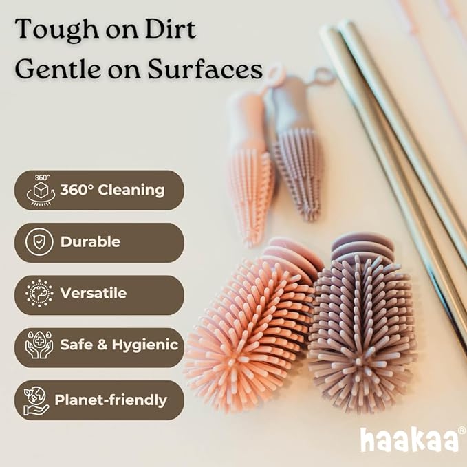 Haakaa Silicone Cleaning Brush Kit – Household Cleaning Brushes - Image 2