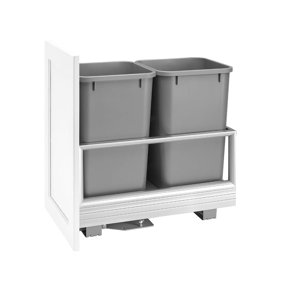 Rev-A-Shelf Double 27 Quart Pull Out Trash Can for Base Kitchen Cabinets, Sto...