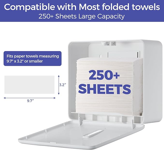 Multifold Paper Towel Dispenser Wall Mount – Large Capacity C-Fold, and Folded - Image 2