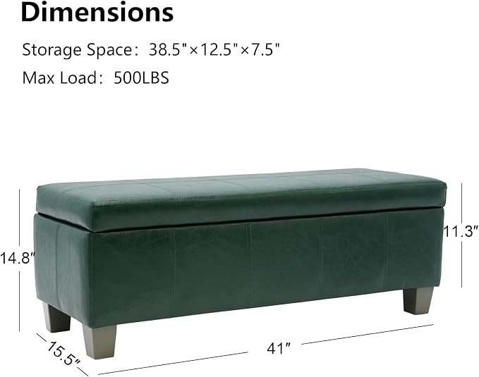 Green Faux Leather Ottoman - Image 3