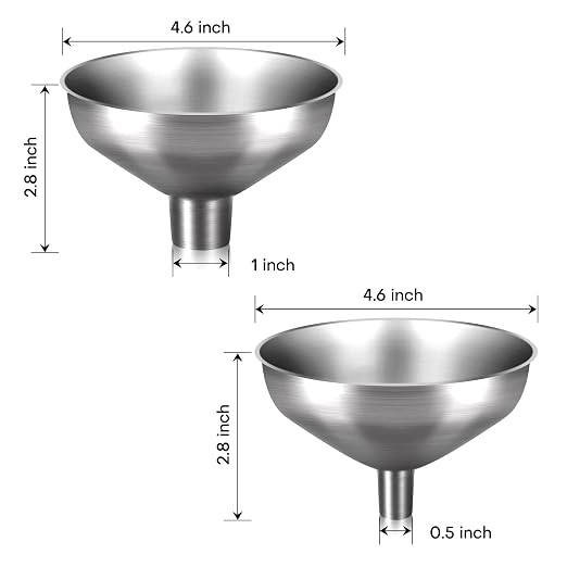 Stainless Steel Metal Funnel Set of 2, Kitchen Filling Funnel and, Practical - Image 2