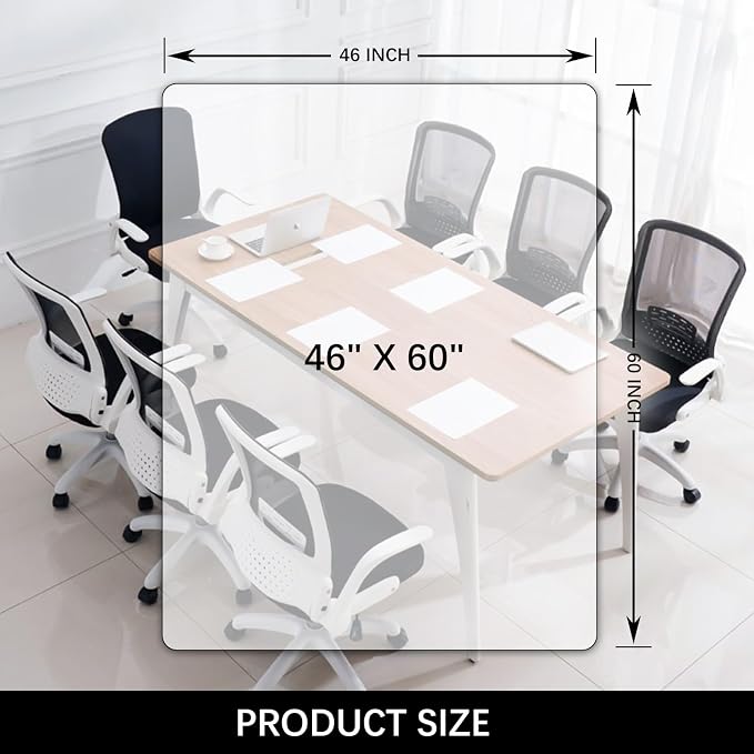 Kuyal Clear Chair mat for Hardwood Floor 46 x 60 inches Transparent Floor Mats - Image 7
