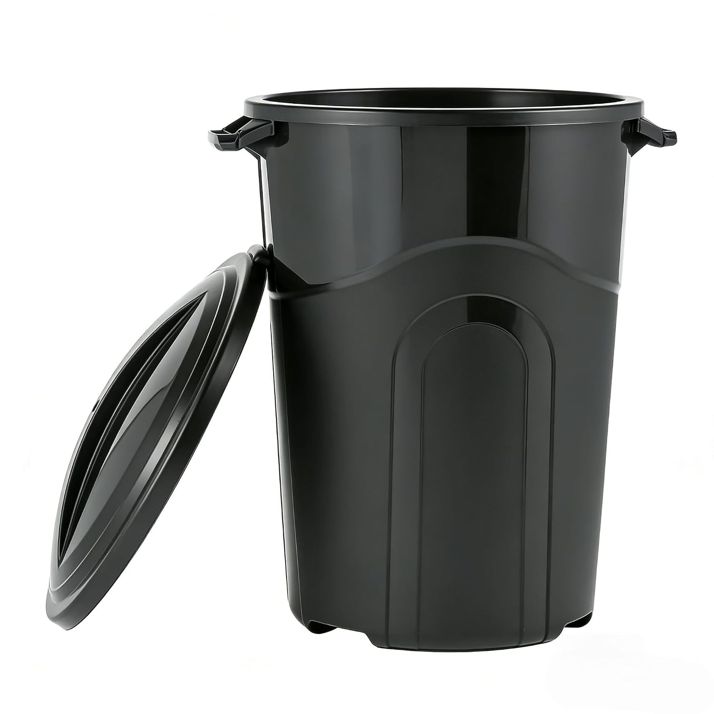 Black 32 Gallon Heavy Duty Plastic Garbage Can, Outdoor Trash can with Lid, Included Click Lock Lid and Sturdy Handles Garbage Bin for Outdoor, Kitchen, Garden, Garage