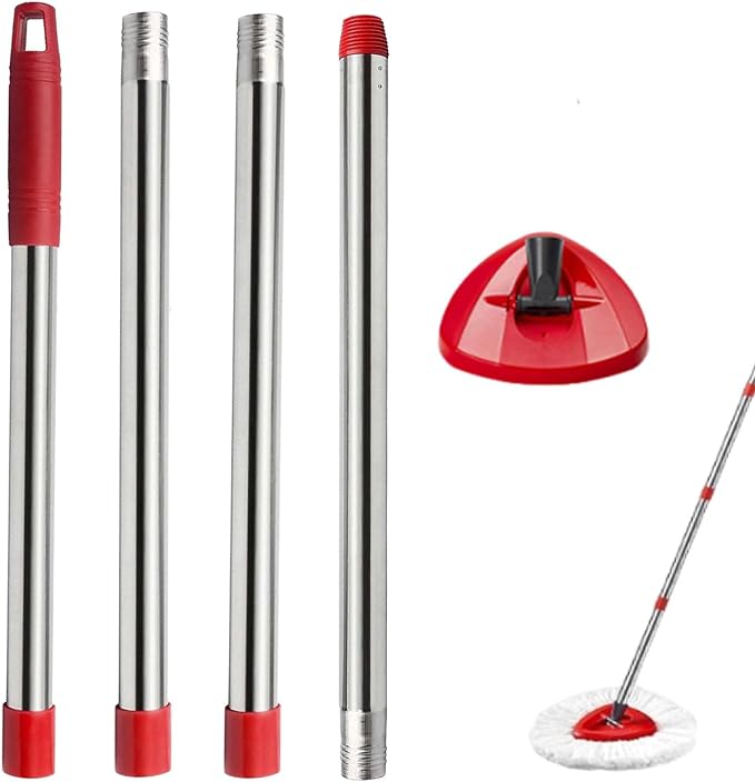 Spin Mop Replacement Handle, 4-Section 30-to-58 inch Mop Replacement Stick and by Fazlynyi