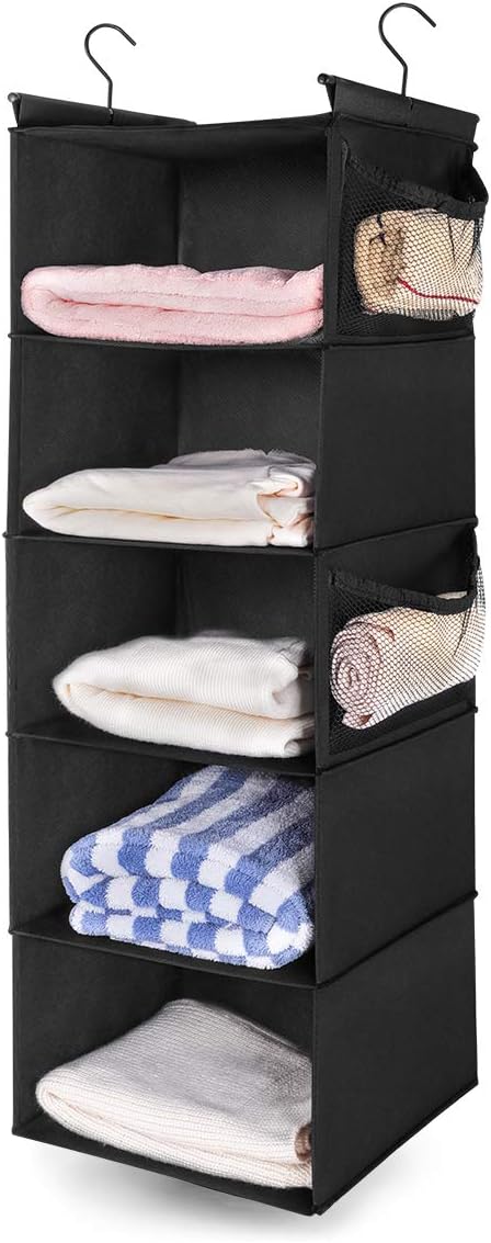 MAX Houser 5-Shelf Hanging Closet Organizer, Space Saver, Cloth Hanging Shelves by MAXHouser