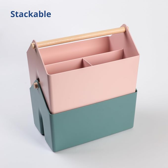 BLUE GINKGO Medium Storage Basket – Plastic Caddy - Image 6