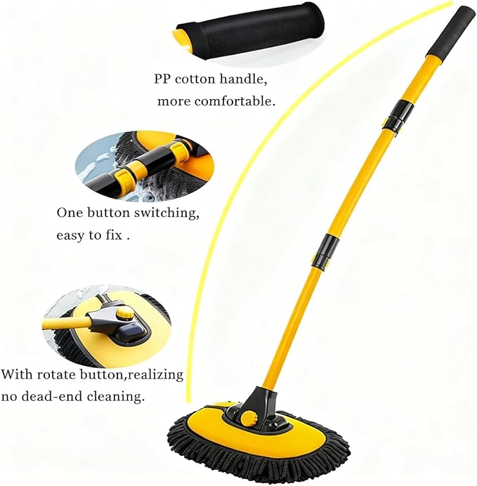 Car Wash Brush with Long Handle, Microfiber Towels Car Wash Kit Cleaning - Image 2